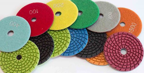 Diamond polishing pads 4 inch wet/dry 14 piece set 5mm thick all stone concrete for sale