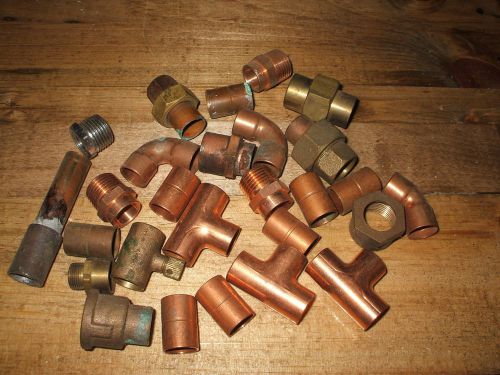 Large lot of 1/2 inch to 3/4 inch brass and copper fittings, plumbing, New