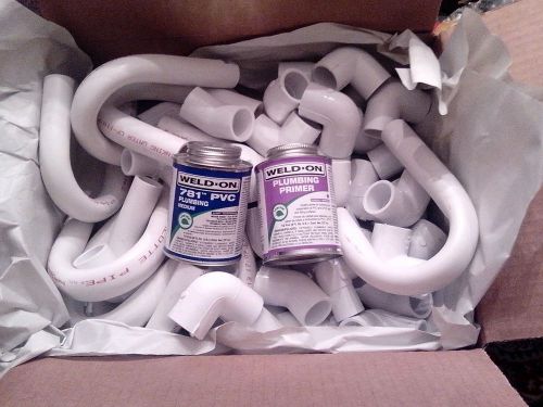 Lot of 3/4 PVC fittings plus unopened can of glue &amp;primer