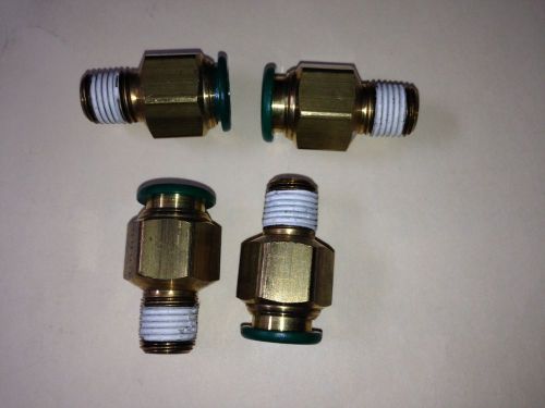 (2) 1/2&#034; tube x 1/4&#034; male push in brass tube pipe fitting connectors,new,parker for sale