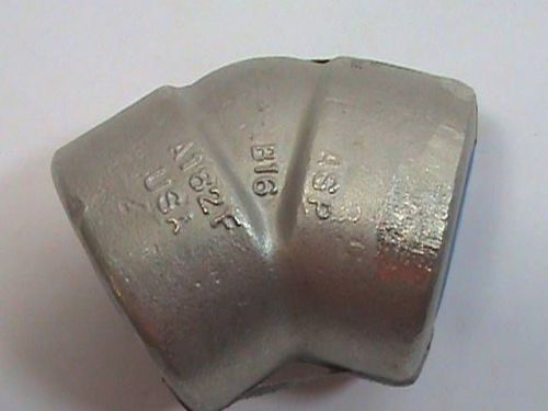 Asp usa a182f b16 1-1/2&#034; 3m socket weld 45 deg. elbow f304/304l ss fitting nos for sale
