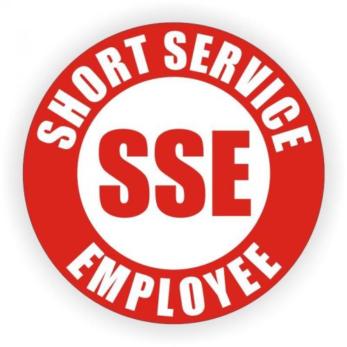 Short Service Employee Hard Hat Decal / Helmet Sticker / Label SSE Temp OSHA