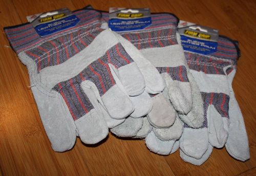 New - 3 pairs of Firm Grip suede leather palm gloves - Size Large - 5023