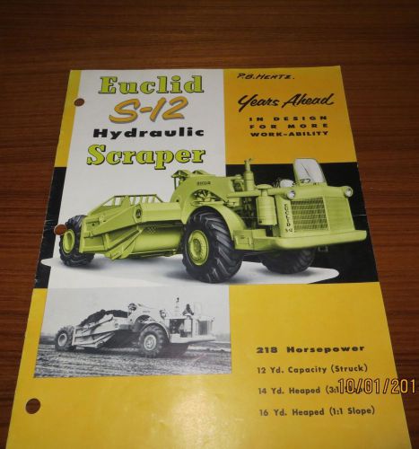 Vtg. euclid s-12 hydraulic scraper  sales brochure for sale