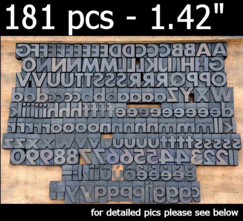 letterpress wood printing blocks 181pcs 1.42&#034; tall type woodtype characters ABC