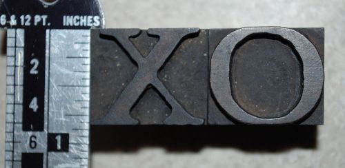 Vintage Letterpress Wood Printer&#039;s Type XO, 13/16&#034; tall perfect for Valentines