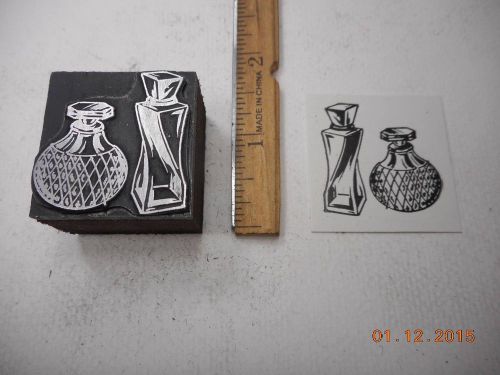 Letterpress Printing Printers Block, 2 Glass Perfume Bottles