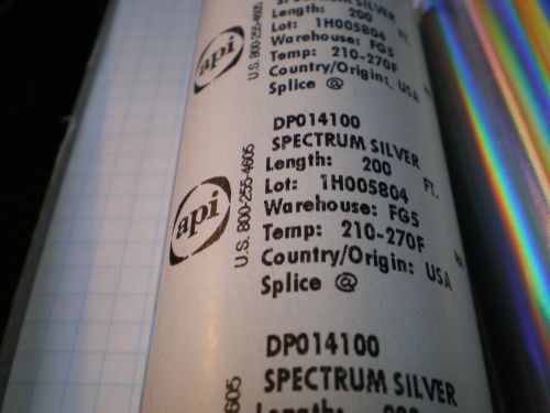 API SPECTRUM SILVER  STAMP STAMPING FOIL DP014100 200FT X 5 INCH ROLL  1/2 CORE