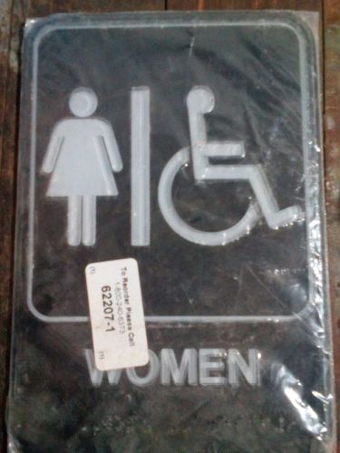 women restroom sign 4&#034; x 6&#034; sign clear plastic outlined part # 62207-1 handicap