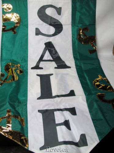 Dbl-Sided Custom Made Heavy Nylon SALE Banner Flag Green White Gold~25&#034; x 48&#034;!