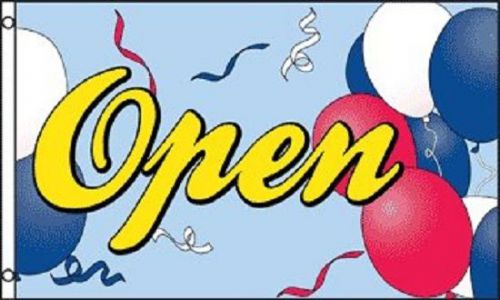 OPEN with Balloons Flag Store Advertising Banner Business Pennant Sign New 3x5