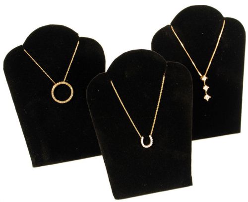 3 Black Velvet Pendant Necklace Jewelry Display 5&#034;