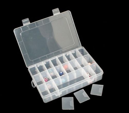 1x 24 Case Compartment Storage Clear Charm &amp; Spacer Beads Display Craft Box UK