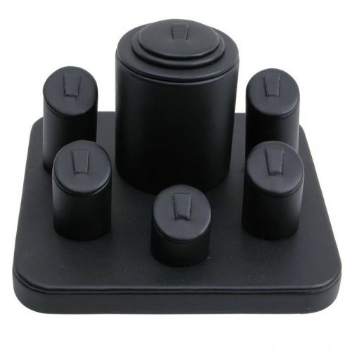 HOLDS 6 RINGS DISPLAY SET BLACK LEATHER RING DISPLAY SHOWCASE RING DISPLAY SET