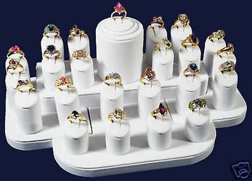 Ring display white leather jewelry stand  23 rings for sale