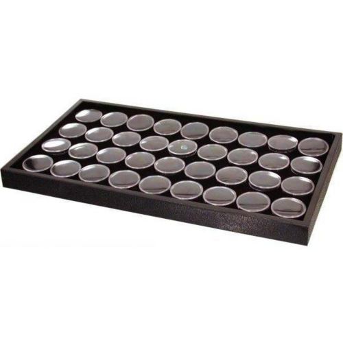 Set of 2 -  Gem jars display with 36 jars on Black Liner Jewelry Tray ($10 each)