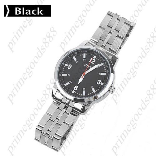 Stainless Steel Men&#039;s Quartz Watch Wrist Free Shipping Black Face WristWatch