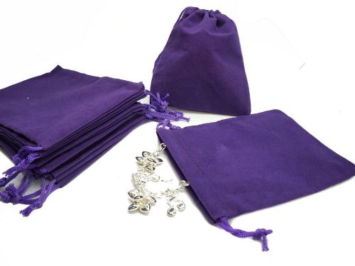 Purple Velvet Gift Pouches Bags drawstring Jewelry, 10x12cm Wholesale Lot of 8