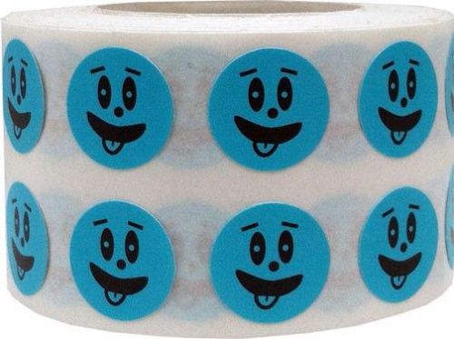Goofy Happy Face Stickers - 1/2&#034; Round Red Stickers - 1000 Total Labels