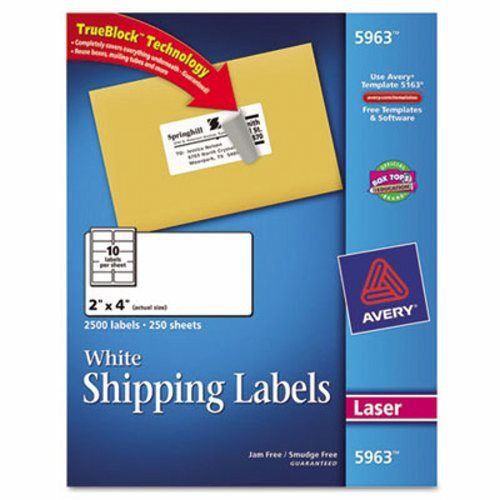 Avery Shipping Labels with TrueBlock Technology, 2 x 4, 2500/Box (AVE5963)
