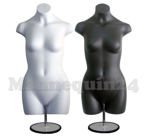 2 PCS-TEEN GIRL DRESS MANNEQUIN FORMS (for Size 13-14 / WHITE &amp; BLACK) + STANDS