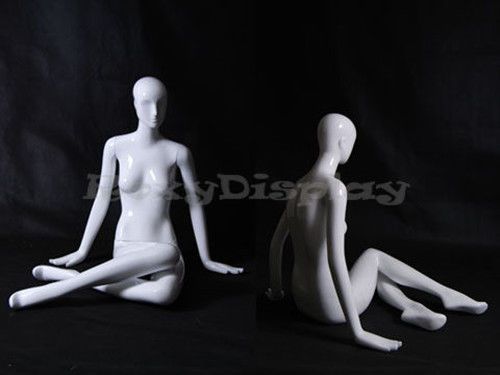 Female Fiberglass Glossy White Mannequin Eye Catching Abstract Style #MD-XD07W