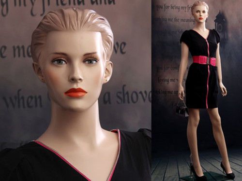 Female Fiberglass Mannequin Beautiful Face with Molded Hair Style #MZ-AD03