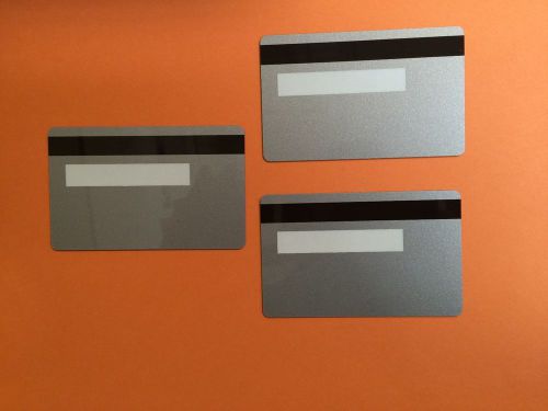 3 silver pvc cards-hico mag stripe 2 track with signature panel - cr80 .30 mil for sale