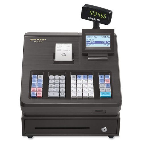 Sharp XE-A207 Cash Register, 2500 LookUps, 99 Dept, 25 Clerk. Sold as Each