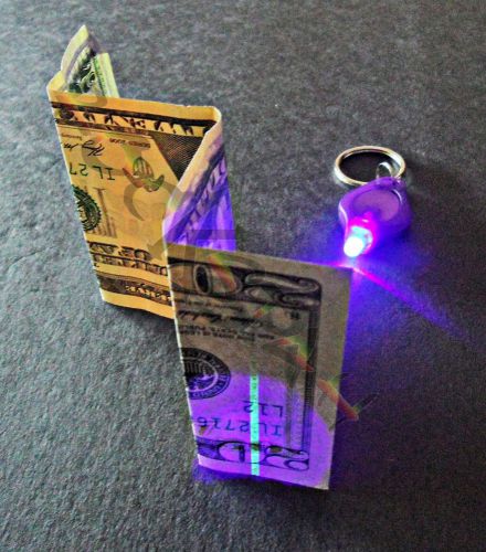 UV Blacklight LED Key Chain- Super Bright Bill Checker, Charges Glow in the Dark