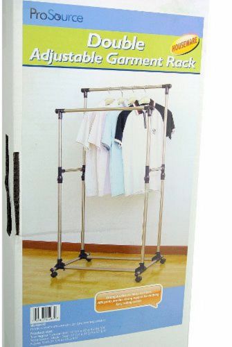 Heavy Duty Double Rail Adjustable Telescopic Rolling Clothing and Garment Rack