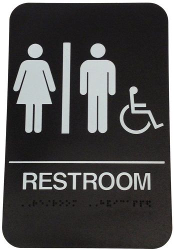 Women/men/handicap Ada Sign With Picto Legend &#034;restroom&#034; 6&#034; Width 9&#034; White