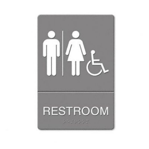 ADA Restroom Sign  Wheelchair Accessible Tactile Symbol  Molded Plastic  6 x 9