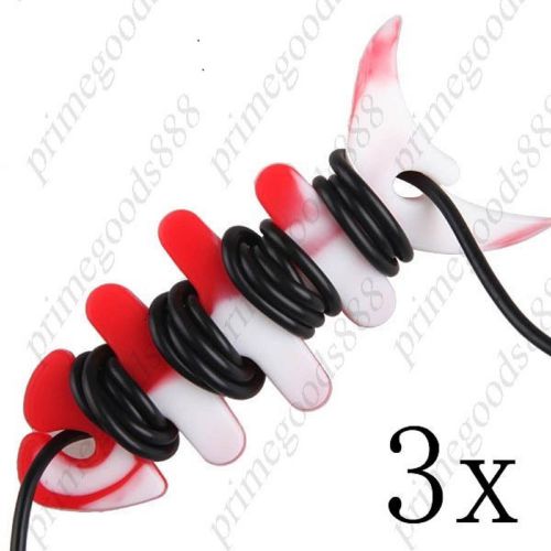 3 x red white fishbone&#039;s shape soft wrap device earphones cable free shipping for sale