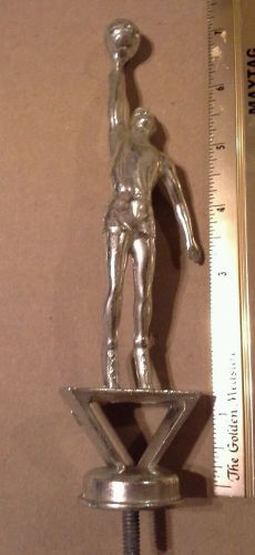 Vintage basketball player metal trophy topper silver colored approx 7&#034;