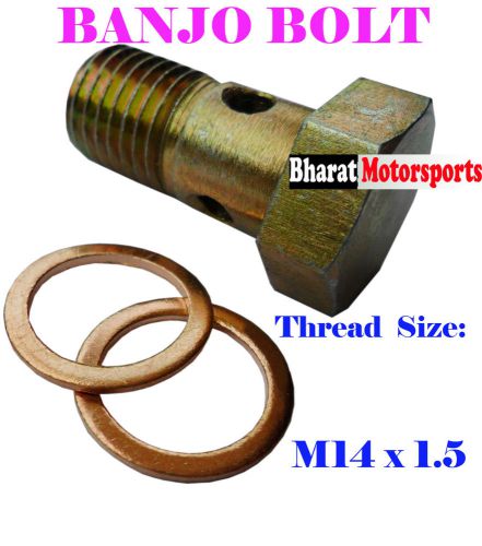14mmx1.5 single brake adapter banjo bolt  fuel line steel with copper washer for sale