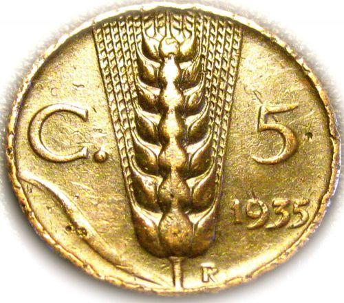 Italy - Italian 1935R 5 Centesimi Coin - Great Coin - RARE