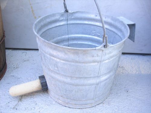 Vintage galvanized metal bucket milk calf teria cow fence feeder no 8 for sale