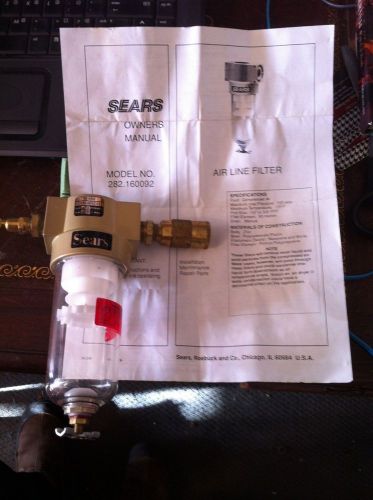 Rare vintage sears glass compressed air filter 282-160092 with brass couplers for sale