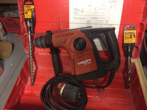 HILTI TE 16 C ROTARY HAMMER DRILL with Case &amp; 2 New Bits 1/2&#034;, 7/8&#034; &amp; 15/16&#034;