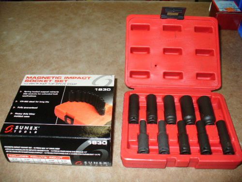 New deep well impact socket set. magnetic. 10 piece. 1/4&#034; drive. sunex # 1830 for sale
