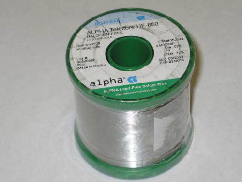 Alpha sacx0307 .020inch dia. telecore hf-850 no clean solder 160142 qty-1lb new for sale