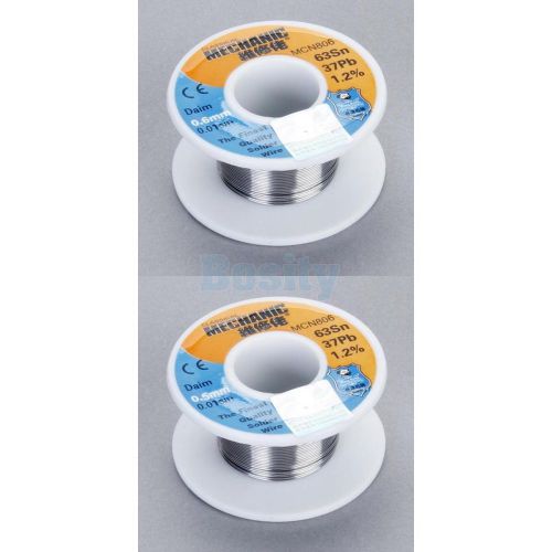 2 Roll of 0.6mm &amp; 0.5mm 63/37 Tin Lead Solder Soldering Wire Rosin Core