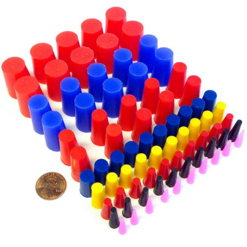 80Pc High Temp Silicone Rubber Powder Coat Paint Solid Tapered Stopper Plug Kit
