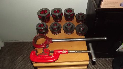 Ridgid 12-r pipe threader set threading tool w/ 8pc 1/8&#039;-2&#039;&#039; dies &amp; pipe cutter for sale