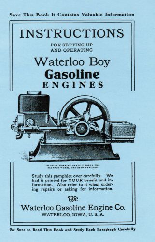 Waterloo Boy Gas Engine Motor Manual Book Hit Miss instruction John Deere part