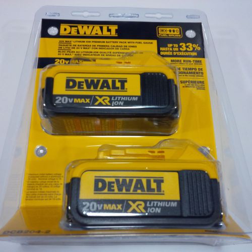 New In Factory Package Dewalt 2 - 20V DCB204 4.0 Batteries For Drill,Saw 20 Volt