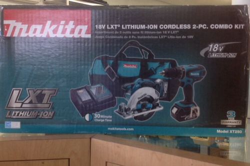 Makita lxt 18v li-ion 1/2&#034; hammer drill and circular saw kit xt250 new for sale