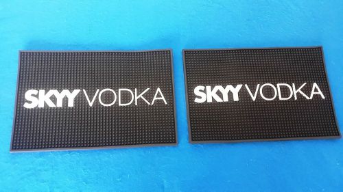 Rare Set of TWO (2) BLACK Skyy Vodka 18&#034; x 12&#034; Rubber Bar Spill Mats - BRAND NEW