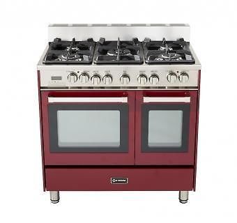 Verona 36&#034;  Dual Fuel Convection Range with Double Oven - Burgundy ~